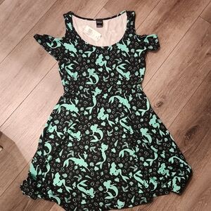 Disney Mermaid Print Dress - Black and Green